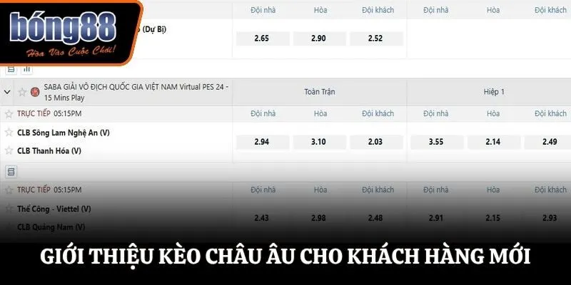 Giới thiệu kèo Châu Âu cho khách hàng mới