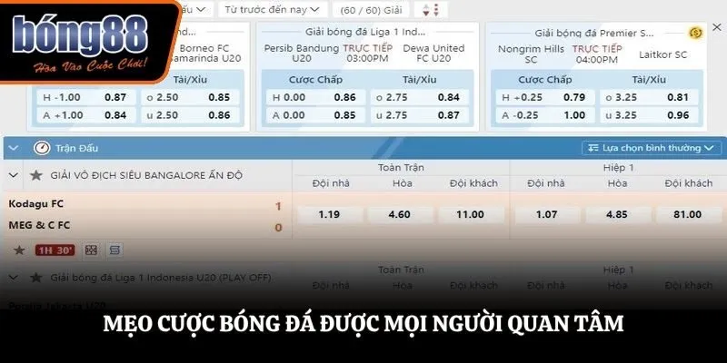 Mẹo cược bóng đá được mọi người quan tâm